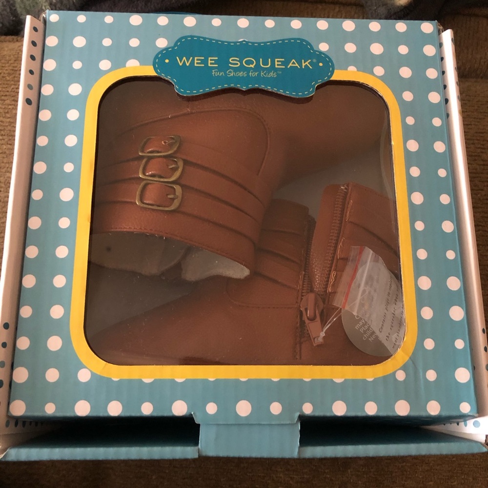 Brown booties with adorable 3 strand buckles